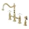 Kingston Brass KS1272PXBS Heritage Bridge Kitchen Faucet W/Brass Sprayer, Brass KS1272PXBS - alternate 1